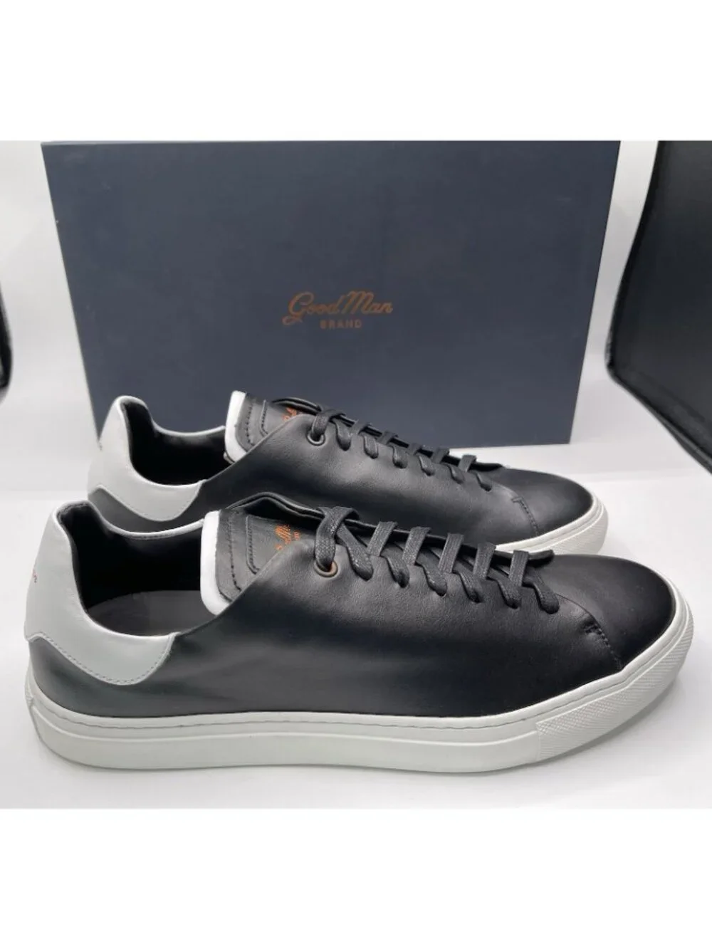 Good Man Brand Shoes Mens‎ Size 8 Black Leather Low Top Sneakers Legend Z Italy